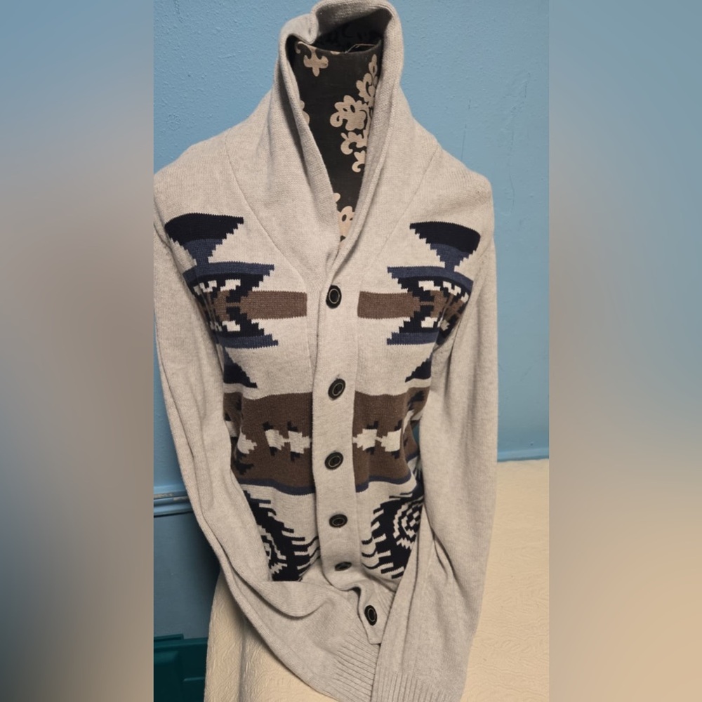 Urban Pipeline Gray and Brown Patterned Cardigan